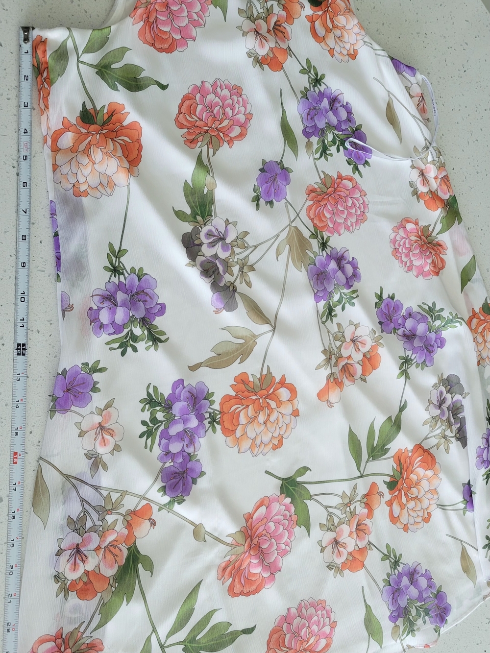 Calvin Klein White Slip Dress with Green Leaf Print